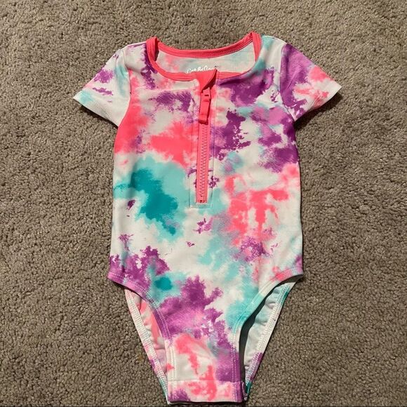 Cat & Jack Other - Cat & Jack 18 mo tye dye one piece bathing suit w/ front zipper & easy bottom